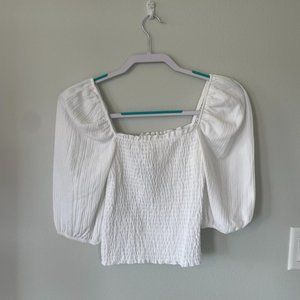 H&M White Puffy Sleeve Top